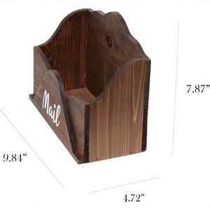 Boîte aux lettres en bois, organisateur de bureau, double compartiment, porte-lettres en bois massif, couleur rétro, boîte de rangement 18L - Product Image 4