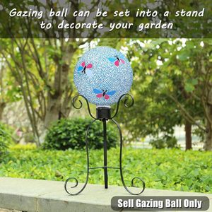Esfera Decorativa de Cristal Azul de 8 Pulgadas The Craft Exim, Impermeable, para Exteriores, Jardín, Césped, Diseño de Mariposa - Product Image 2