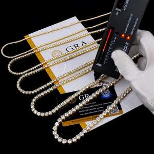 Collar de Cadena de Tenis Hiphop de Plata de Ley 925 Chapado en Oro de 18K con Diamantes VVS y Moissanita para Hombre - Product Image 3