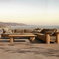 Ensemble de canapés modulaires de patio modernes haut de gamme DUNE, sièges de salon en teck pour terrasse d'hôtel, villa, cour