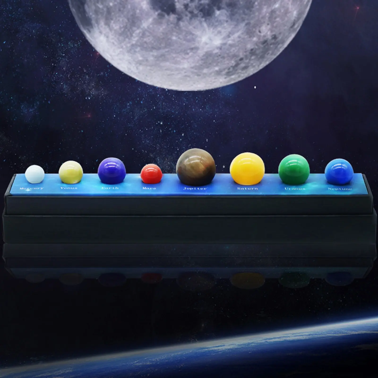 8 ग्रह सौर प्रणाली हीलिंग क्रिस्टल गेंदों लोक शिल्प थोक रत्न मोती रत्न गेंद सेट स्वर्गीय रचनात्मक उपहार