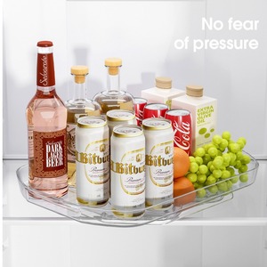 Bandeja giratoria con ventosa, diseño antideslizante para refrigerador, organizador de almacenamiento de bebidas, plato giratorio de 360 ​​grados, forma redonda - Product Image 4