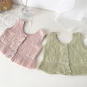 2023 Lente Winter Kinderkleding Groothandel Nieuw Ontwerp Peuter Meisjes Vest Vest Tops Truien Gebreide Boetieks