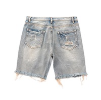 Shorts en jean pour hommes, taille plus, style vintage, délavé, avec franges, déchirures, style baggy