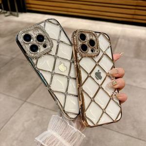 Electroplated ba chiều kim cương Rhinestone Ống kính phù hợp cho iPhone 17 Promax điện thoại di động Trường hợp chống-mù<span class=keywords><strong>a</strong></span> thu TPU vỏ mềm - Product Image 4