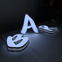 Наружная рекламная вывеска из нержавеющей стали с RGB LED подсветкой, 3D объемные светящиеся буквы с боковыми отверстиями, логотип, IP65 водонепроницаемая