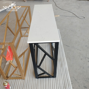 Goldtop Stone Customized New Design 4044 Bianco Carrara Engineered Quartz Table Tops with Iron <b>Bracket</b> for Home and Office Use - Product Image 3