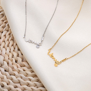 Love Letter Pendant Necklace Gold Silver Color Minimalist Design For Women Fashion Jewelry - Product Image 3