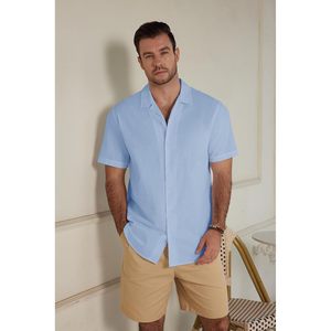 2025 ODM <b>Mens</b> Casual Cotton Linen Button Down <b>Short</b> <b>Sleeve</b> <b>Shirt</b> for Summer Vacation Beach Cuban Camp Wedding - Product Image 2