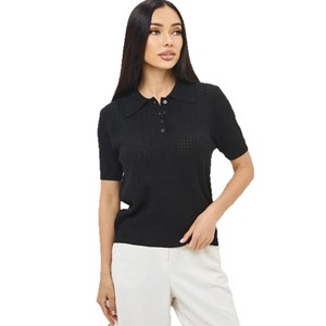 <span class=keywords><strong>Camiseta</strong></span> de Verano de Estilo Europeo y Americano para Mujer, Informal, de Punto Calado, de Manga Corta - Product Image 5