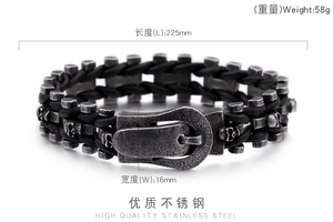 KALEN Charm Mens Skull Jewelry bracciale intrecciato <span class=keywords><strong>in</strong></span> corda di cuoio braccialetti Punk opachi neri fatti a mano <span class=keywords><strong>in</strong></span> acciaio inossidabile per uomo - Product Image 6