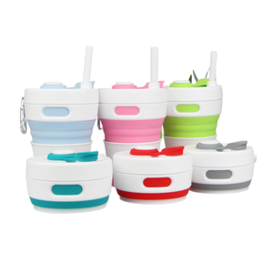 Tasse de voyage pliable en silicone réutilisable avec logo personnalisé Tasse à eau portable pour le camping en plein air avec fonction jetable Cadeau promotionnel - Product Image 1