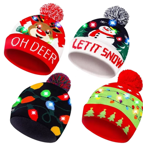 Children's and Adult's Knitted Wool Hats Colorful Elasticity Luminous Christmas Hats Party Decoration <b>Props</b> - Product Image 1