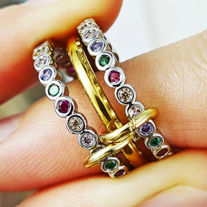 Y2K Fashion <strong>Ring</strong> <strong>Stack</strong> Set for Women Simple Colorful Round Zircon <strong>Silver</strong> Color Stacking Spinelli <strong>Rings</strong> Female Jewelry Gift SR019 - Product Image 5