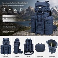 Sac à dos tactique imperméable et résistant à l'usure de grande capacité 900D Camo pour la randonnée en plein air, le camping, les voyages et le trekking