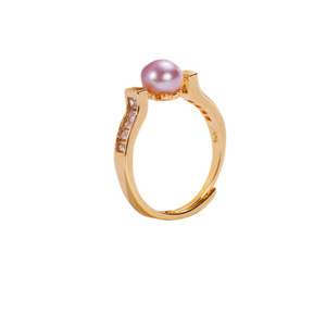 Wholesale Elegant Simple Open-End <b>Ring</b> with Freshwater <b>Pearl</b> Copper Plated White Gold for Women New Collection - Product Image 5