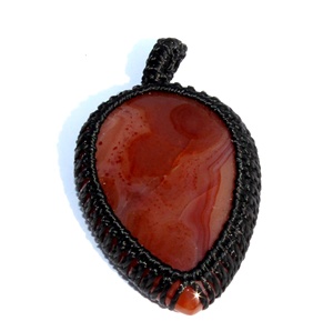 Ágata naranja gota cabujón macramé cordón envoltura colgante Piedras Naturales curación piedras de cristal - Product Image 1