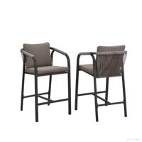 Ensemble de salle à manger extérieur moderne en aluminium imperméable pour 4 personnes, mobilier de jardin avec fauteuils et table de bar pour hôtels et parcs