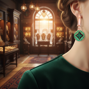 Emerald CZ Stone Round Design Geometric Jewellery Turkish Wholesale 925 Sterling <b>Silver</b> Jewelry <b>Dangle</b> <b>Earrings</b> - Product Image 3
