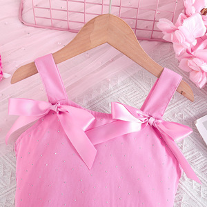 2-7Y Kids' Fashion Crystal Girls' Bow Vest 3D Flowers Short Skirt <b>Set</b> Girls' Summer Clothing <b>Sets</b> Girls' Clothing <b>Set</b> - Product Image 4