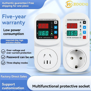 Protector de <span class=keywords><strong>Voltaje</strong></span> Automático Monofásico con Enchufe Europeo, 16A 220V, Ajustable para Sobretensión/Sobrecorriente, Pantalla LED, para Refrigerador - Product Image 2