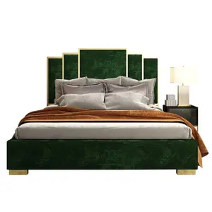 轻奢华双柱现代简约主卧室意大利ins风格1.8米皮革软床