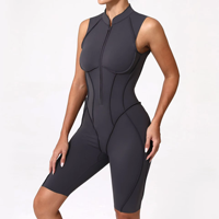 Mono de Yoga para Mujer, Compresión, Sin Mangas, Elástico, Mallas de Fitness de Secado Rápido, Transpirable, Diseño con Cremallera Trasera, Mallas Deportivas