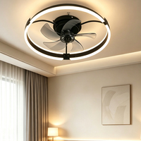 Ventilateur de plafond LED moderne à double anneau, moteur DC, 5 pales, montage encastré, intensité variable, pour salon, chambre et salle à manger
