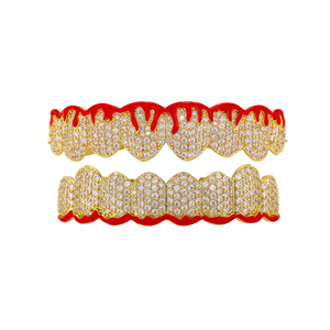 Blues nouveau design en gros Hip Hop flamme rouge cosplay Grillzs glacé creux goutte d'eau glacé plein diamant zircon dents <span class=keywords><strong>grillz</strong></span> - Product Image 3