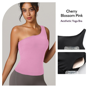 <b>High</b> Quality Women's One Strap Yoga <b>Top</b> Yoga Active Wear Breathable Quick Dry Polyester/Nylon Fitness Wear - Product Image 6