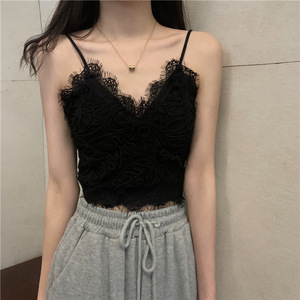 Débardeur en dentelle sans manches pour femmes, haut en crochet, chemisier, bralette, soutien-gorge, camisole, haut court - Product Image 2