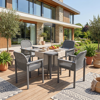 Ensemble de salle à manger d'extérieur Meiqi moderne et durable en aluminium - Résistant aux intempéries, empilable, résistant aux UV, écologique, pour cour, parc, jardin