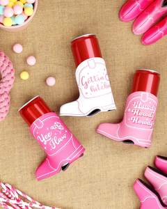 Porta Latas Aislante de Neopreno Estrecho con Diseño de Bota de Vaquera y Temática de Despedida de Soltera, Estilo Disco, Accesorio para Bebidas y Recuerdo Nupcial - Product Image 5