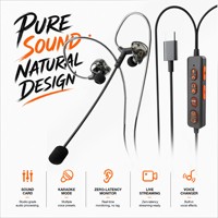 Nouveaux écouteurs intra-auriculaires HIFI transfrontaliers avec haut-parleur dynamique, pour le gaming et le karaoké, avec crochet d'oreille, casque filaire détachable pour smartphones, cordon de 1,6 m
