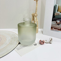 Flacon diffuseur de parfum en verre dépoli de luxe avec couvercle en bois noir, flacon vide pour huiles essentielles et arômes