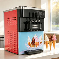 Machine à glace molle industrielle portable en acier inoxydable, automatique, avec lait et eau, 2+1 saveurs mélangées, pour la fabrication de cornets de glace