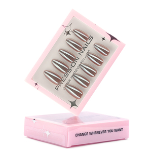 Venta al Por Mayor 30 Piezas GD61 PMMA <span class=keywords><strong>Uñas</strong></span> Postizas Acrílicas Personalizables a Presión, Estilo Francés Minimalista con Recubrimiento, Sensación de Alta Gama, Forma de Almendra Corta - Product Image 2