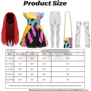 SINSEN Sally Costume Kids 5PCS Dress Wig Leggings Bag Halloween Outfit 4-6Y Girl - Product Image 6
