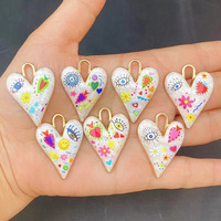 Breloques Cœur Œil Turc en Émail, Pendentifs Graffiti Marguerite Sourire Colorés pour la Fabrication de Bijoux DIY