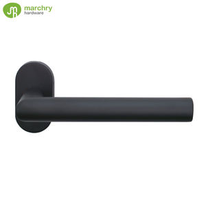 Manija de base ovalada Palanca en forma de L Superficie negra Manija de puerta de acero inoxidable - Product Image 1