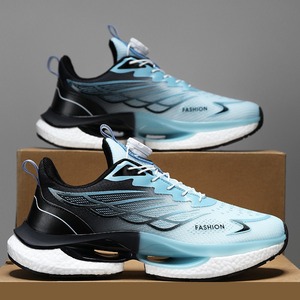 2025 Summer Men's Shoes Rotating Button Running Sports Shoes Men's Breathable Thick-Tread Popcorn <b>Cushioning</b> Running Shoes - Product Image 3