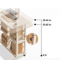 Mesa Móvil para Portátil con Ruedas, Mesa para Portátil con Altura Ajustable, Estación de Trabajo para Computadora, Mesa de Centro