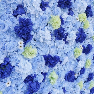 Panel de Pared de Flores Artificiales 5D Azules, Rollo de Fondo de 8 pies x 8 pies para Decoración de Bodas - Product Image 4