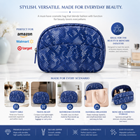Trousse de Maquillage Intelligente en PU à Ouverture Facile avec Étuis Épais et Spacieux, Motif Couleur Unie de Luxe, Saloveybags, Nettoyant Visage Beauté