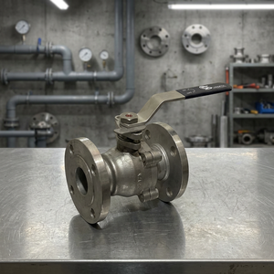 Vanne à boisseau sphérique industrielle en acier inoxydable à deux pièces avec bride, à commande manuelle, pour l'isolement des conduites d'eau, d'huile et de gaz - Product Image 3