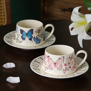 ชุดถ้วยชา Exquisite Butterfly 270 มล. 9 ออนซ์ ถ้วยชาหรูหราพร้อมจานรอง ถ้วยกาแฟเซรามิกแบบใช้ซ้ำได้ พร้อมถาด - Product Image 4