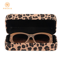 Étui à lunettes rigide hexagonal à imprimé léopard duveteux, anti-rayures, logo personnalisé, multicolore, vente en gros