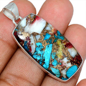 925 joyería de plata esterlina sólida cobre ostra turquesa piedra preciosa colgante de plata joyería hecha a mano para ODM OEM proveedor - Product Image 1