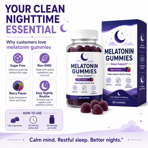 Gommose alla Melatonina al Gusto Naturale di Frutti Rossi 5mg con Vitamina B6 e Magnesio per una Notte Riposante e Supporto per la Calma Mentale - Product Image 5