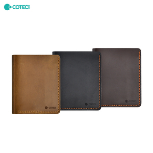 COTECi-Porte-cartes et porte-monnaie classique et mince en cuir <span class=keywords><strong>de</strong></span> cheval véritable avec logo ouvert Accessoire <span class=keywords><strong>simple</strong></span> d'affaires et <span class=keywords><strong>de</strong></span> voyage - Product Image 5